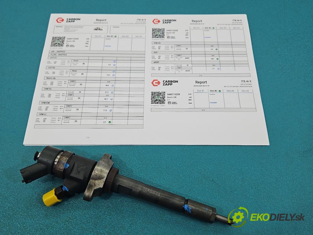 Mazda 3 I BK 2003-2009 1.6 citd 109 hp manual 80 kW 1560 cm3 4- vstřikovač 0445110259 (Vstřikovač paliva)