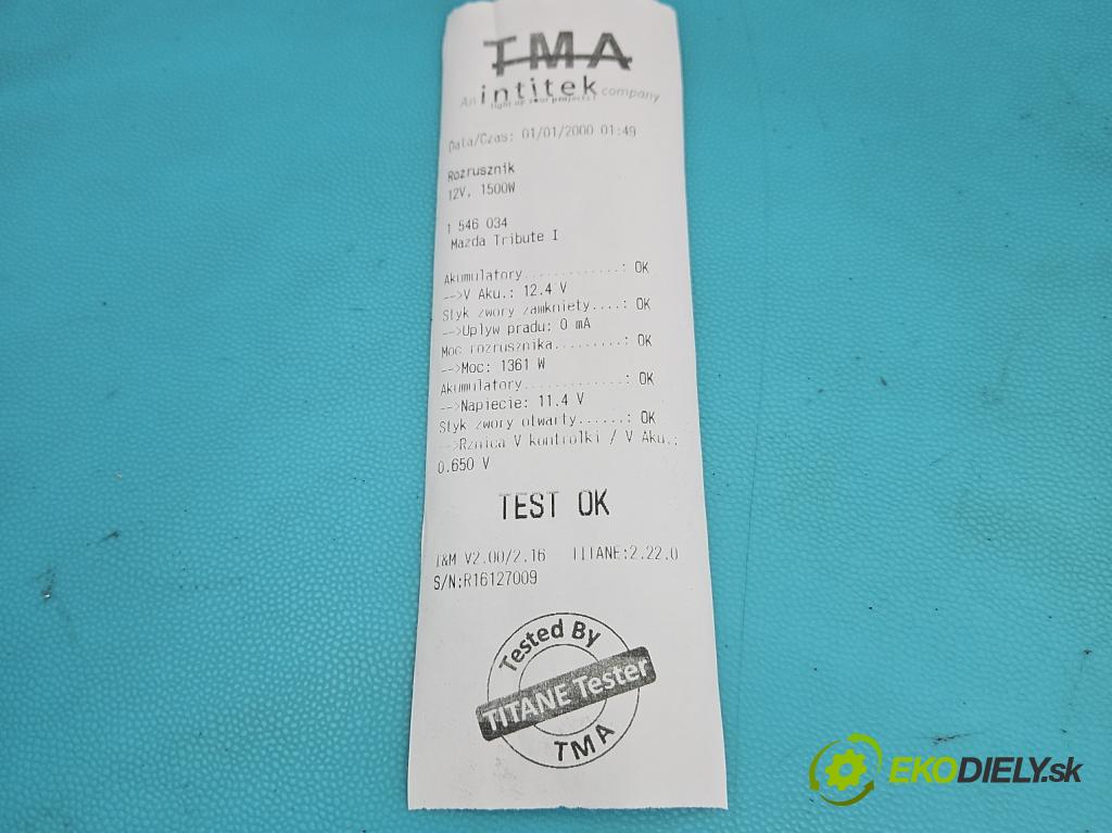 Mazda Tribute I 2000-2007 2.0 16V 124hp manual 91 kW 1989 cm3 5- štartér 11000-93BBJC (Štartér)