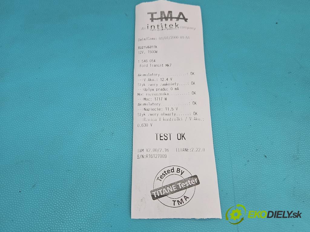 Ford Transit Mk7 2006-2013 2.4 tdci 116 HP manual 85 kW 2402 cm3 5- štartér 0001109325 (Štartér)