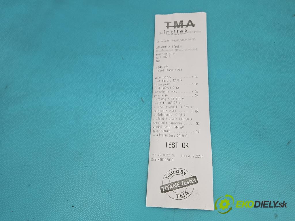 Ford Transit Mk7 2006-2013 2.4 tdci 116 HP manual 85 kW 2402 cm3 5- Alternator 0121615003 (Alternátor)