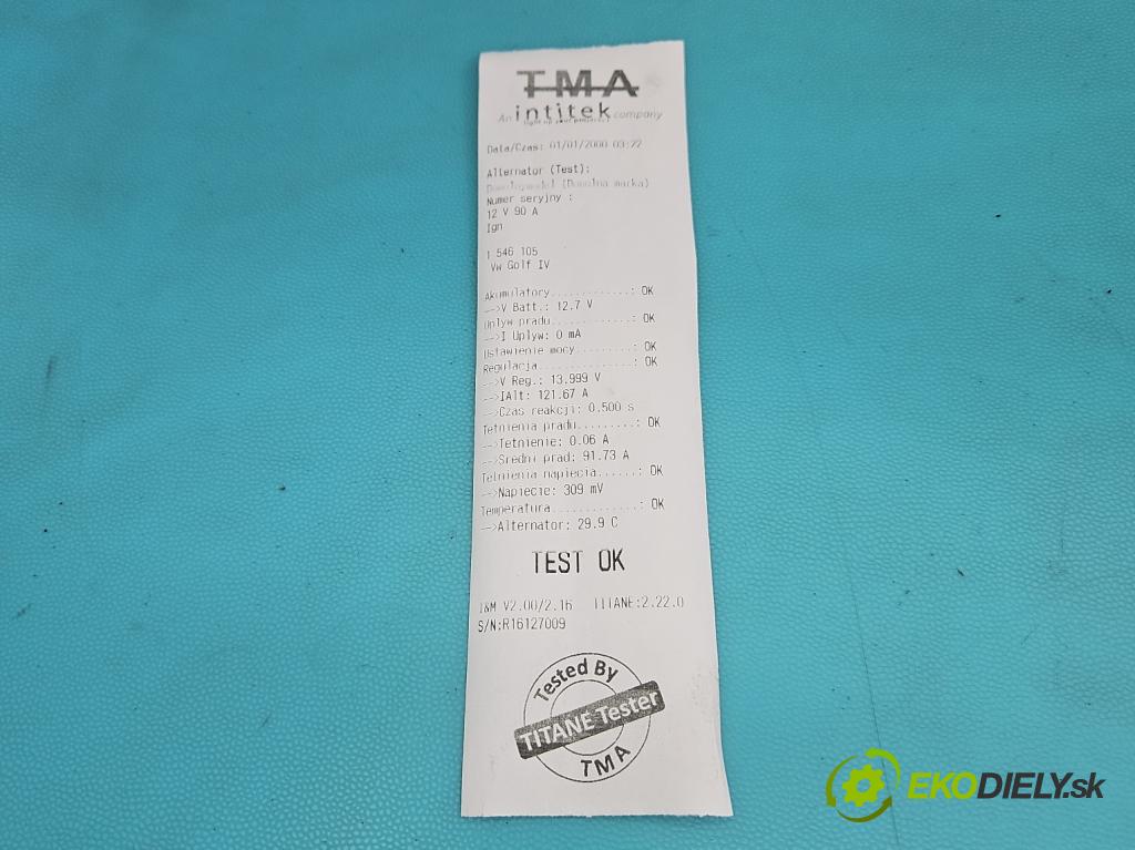 Vw Golf IV 1997-2003 1.6 sr 101 HP manual 74 kW 1595 cm3 5- Alternator 028903028D (Alternátor)