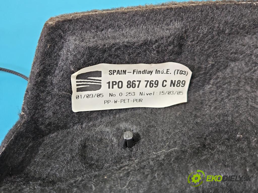 Seat Leon II 2005-2012 1.6 SR 102 HP manual 75 kW 1595 cm3 5- zadná 1P0867769C (Pláto kufra)