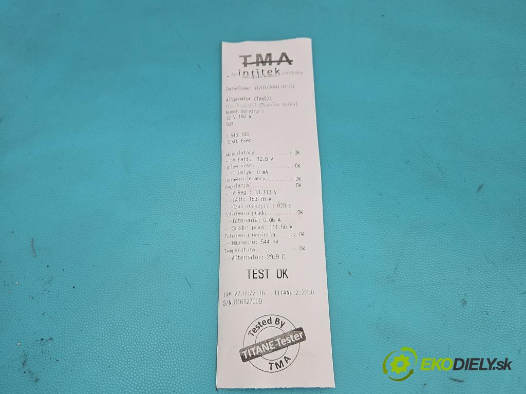 Seat Exeo 2.0 tdi 143 HP manual 105 kW 1968 cm3 5- Alternator 3R0903023 (Alternátor)