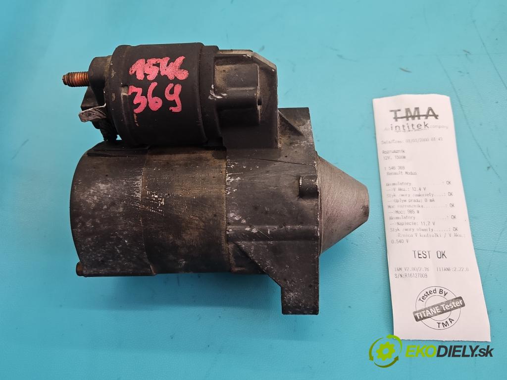 Renault Modus 1.2 16V 75 HP manual 55 kW 1149 cm3 5- štartér 0986017840 (Štartér)