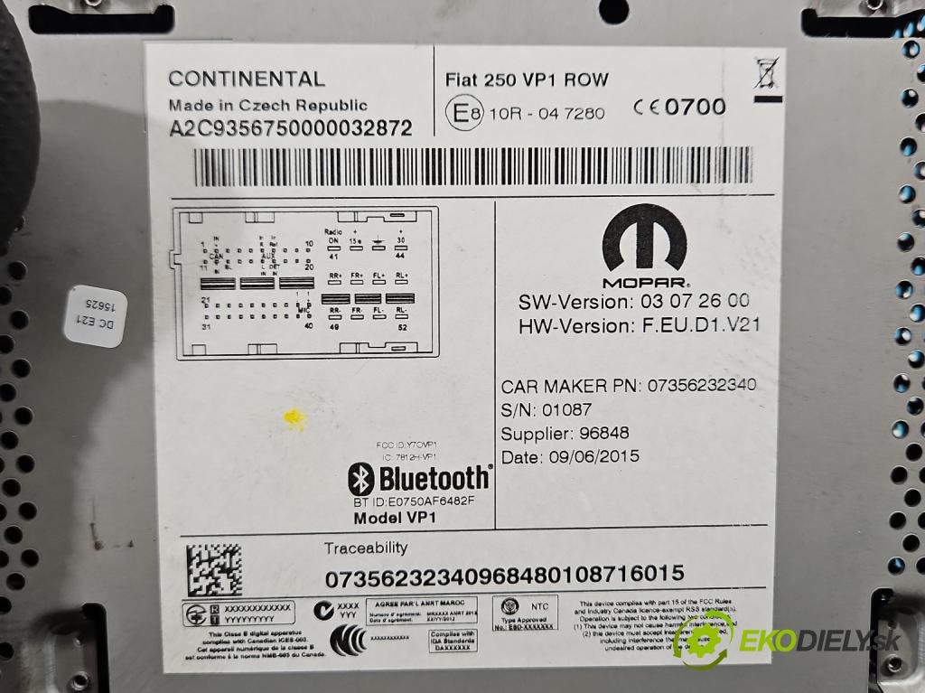 Fiat Ducato IV 2014- 2.0 jtd 116 HP manual 85 kW 1956 cm3 5- Radio originál 07356232340