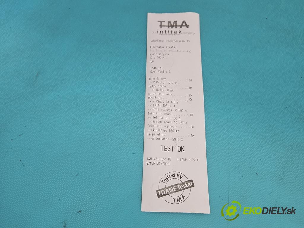 Opel Vectra C 2002-2008 1.8 16V 122 HP manual 90 kW 1796 cm3 4- Alternator 0124425022 (Alternátor)