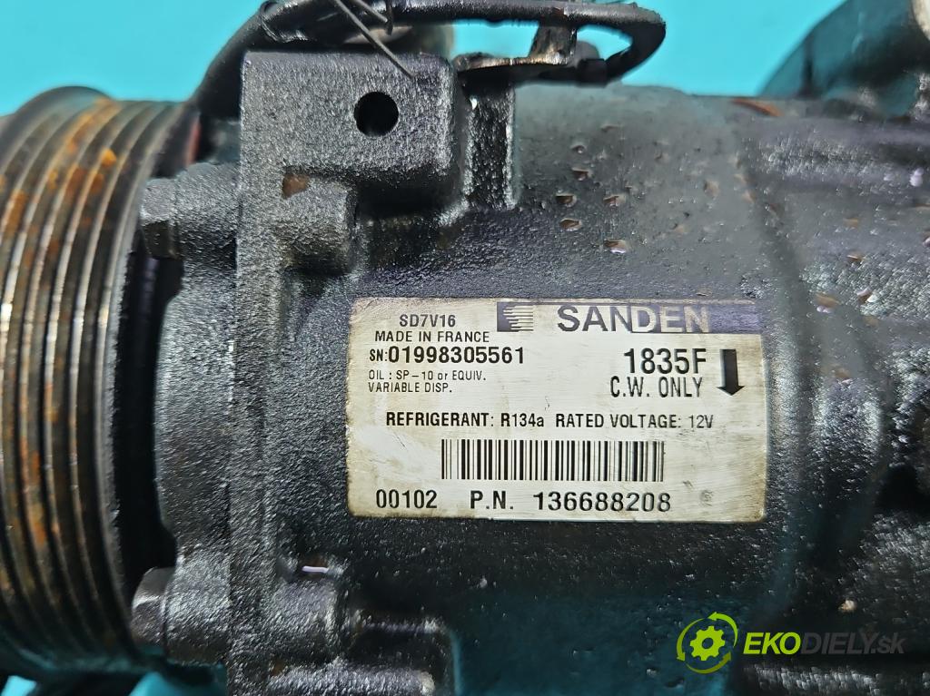 Fiat Ducato IV 2014- 2.0 jtd 116 hp manual 85 kW 1956 cm3 5- Kompresor: klíma 136688208 (Kompresor klimatizace)