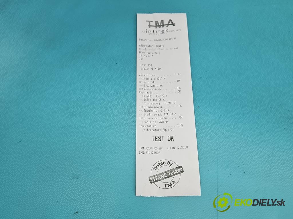 Jaguar XE X760 2015-2024 2.0d 179KM automatic 132 kW 1999 cm3 4- Alternator GX73-10300-DD (Alternátor)