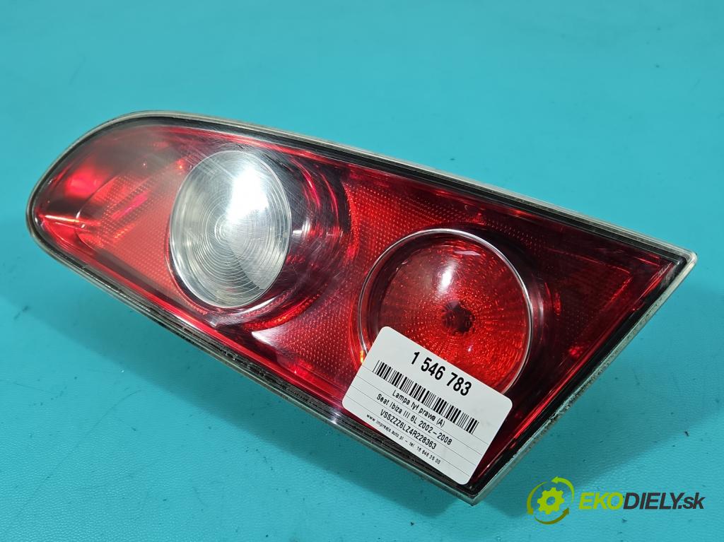 Seat Ibiza III 6L 2002-2008 1.4 16V 75 HP manual 55 kW 1390 cm3 3- svetlo / reflektor zadné pravé 6L6945094 (Kľučka dverí ostatné)