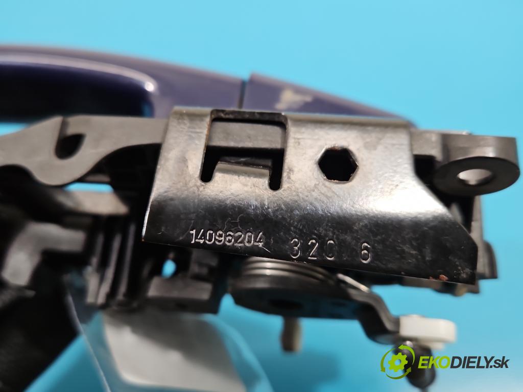 Opel Corsa E 2014-2019 1.4 16V 75 HP manual 55 kW 1398 cm3 5- rukoväť predné ľavé mimo: 14096204 (Kľučka dverí vonkajšia predná ľavá)