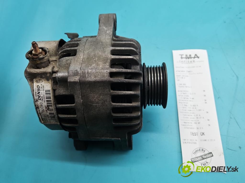 Toyota Yaris I 1999-2005 1.0 vvti 65 HP manual 48 kW 998 cm3 5- Alternator 27060-0J040 (Alternátor)