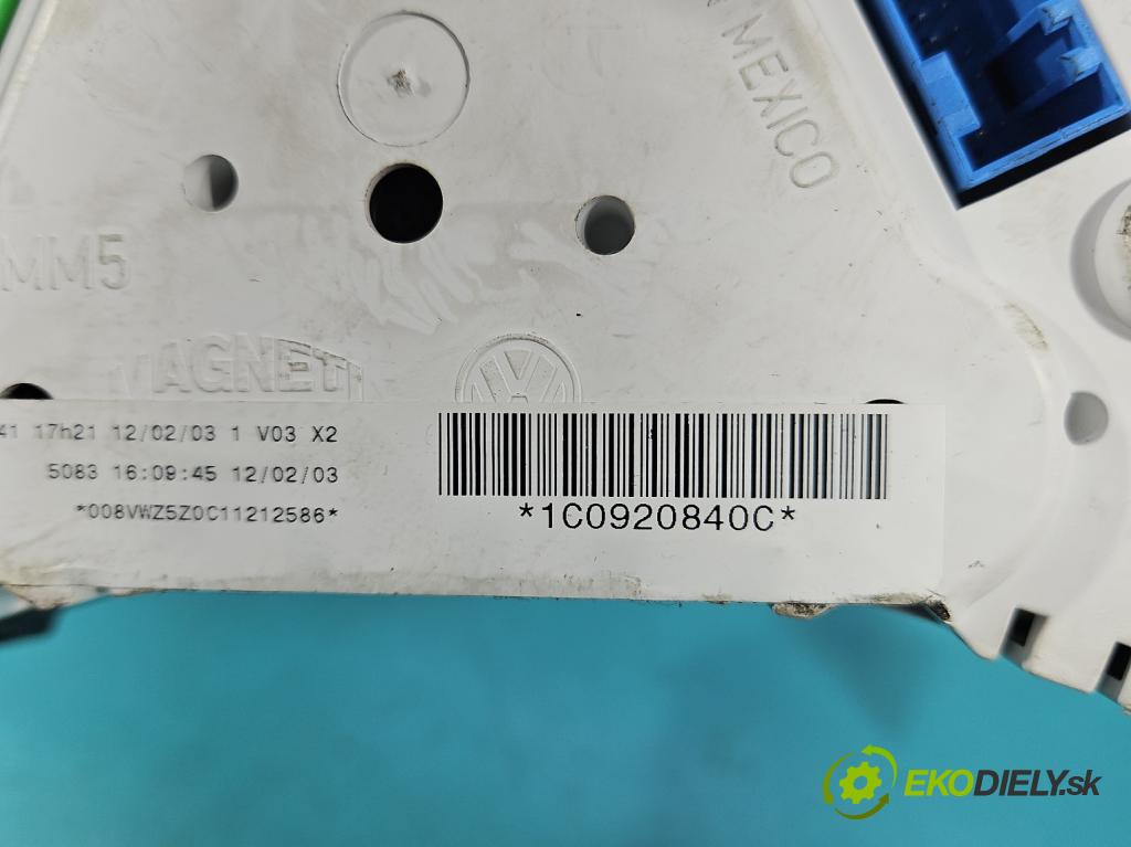 Vw New Beetle 1998-2010 1.6 SR 102 HP manual 75 kW 1595 cm3 2- prístrojovka/ budíky 1C0920840C (Prístrojová doska)