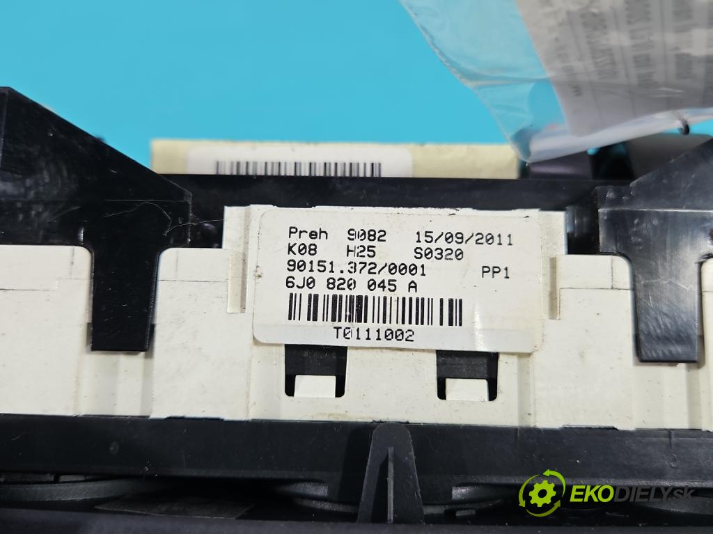 Seat Ibiza IV 6J 2008-2017 1.4 16V 86 HP manual 63 kW 1390 cm3 5- panel kúrenia 6J0820045A