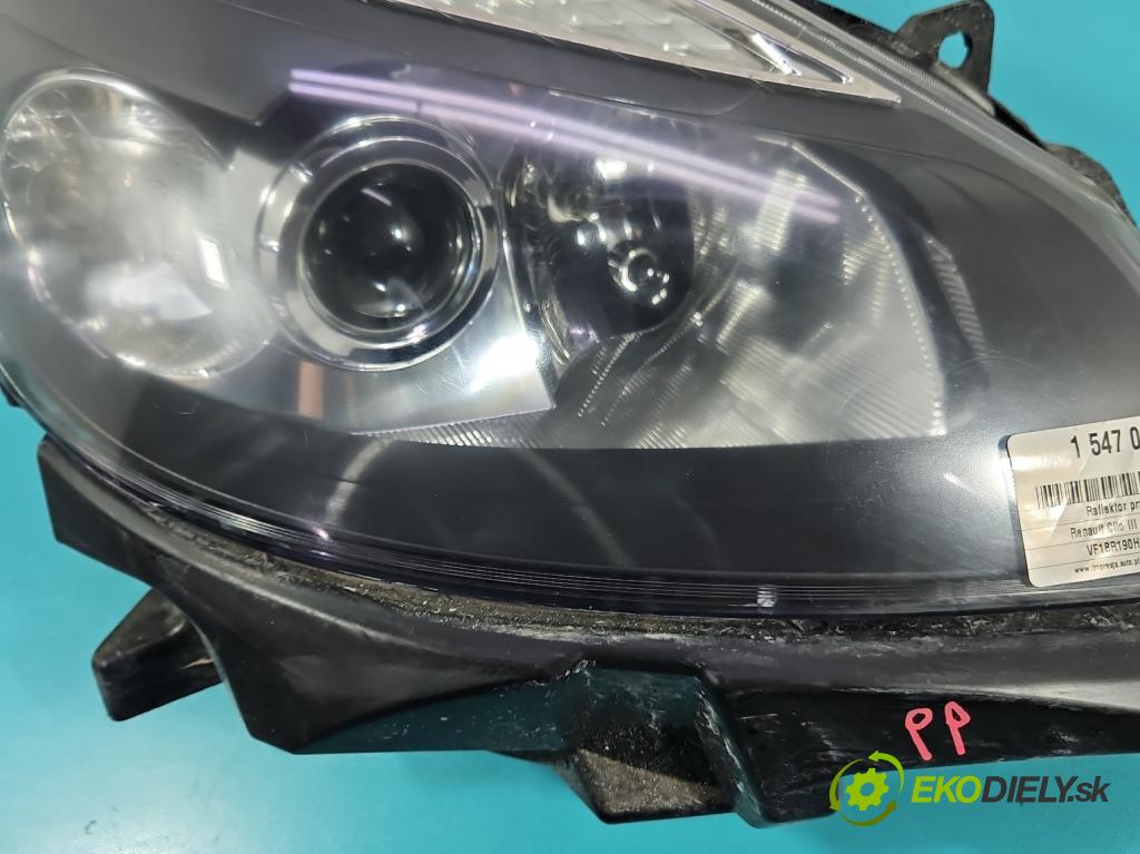 Renault Clio III 2005-2012 1.6 16V 88 HP manual 65 kW 1598 cm3 5- Reflektor: pravý  (Svetlo predné pravé)