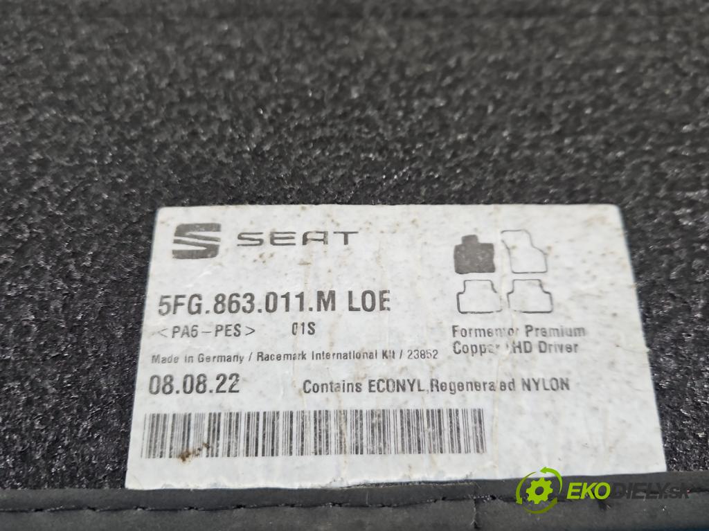 Cupra Formentor 20- 1.5 TSI 150 HP automatic 110 kW 1498 cm3 5- Koberce: 5FG863011M