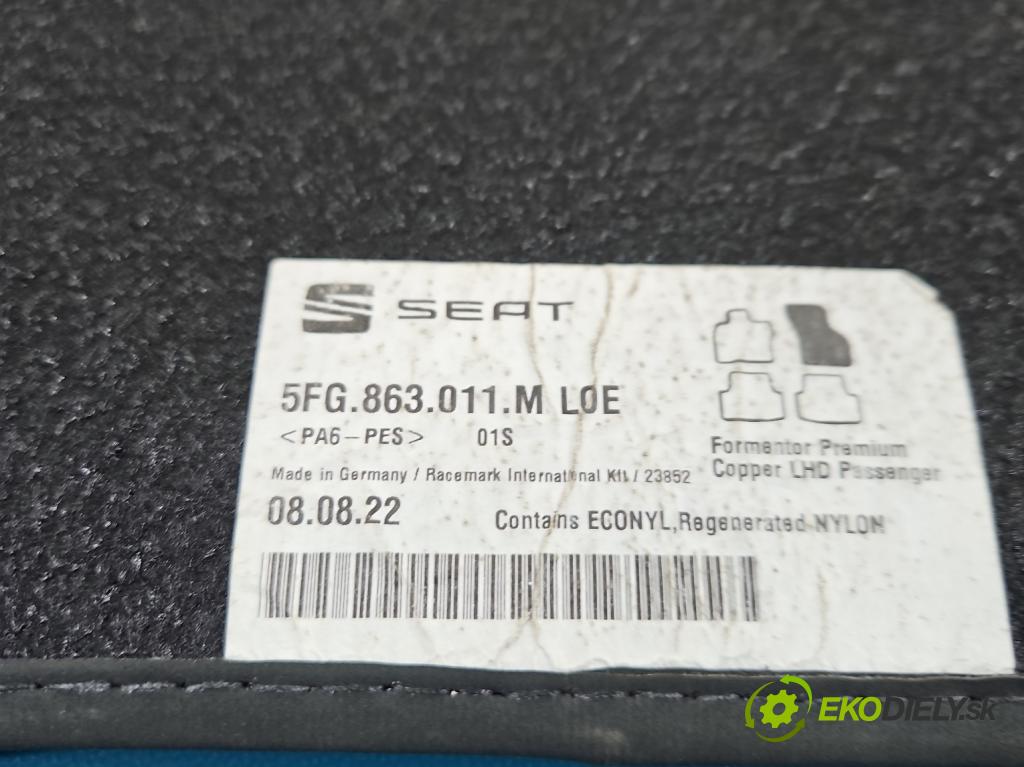 Cupra Formentor 20- 1.5 TSI 150 HP automatic 110 kW 1498 cm3 5- Koberce: 5FG863011M