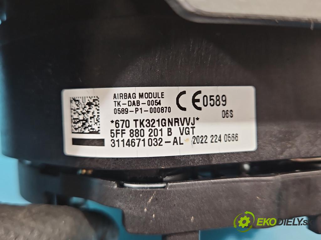 Cupra Formentor 20- 1.5 TSI 150 HP automatic 110 kW 1498 cm3 5- airbag vzduch: Řidiči: 5FF880201B (Airbag)