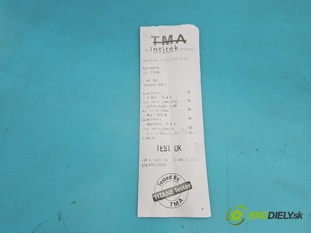 Peugeot 208 I 2012-2019 1.4 hdi 68 hp manual 50 kW 1398 cm3 5- startér: 9801667780 (Startér)