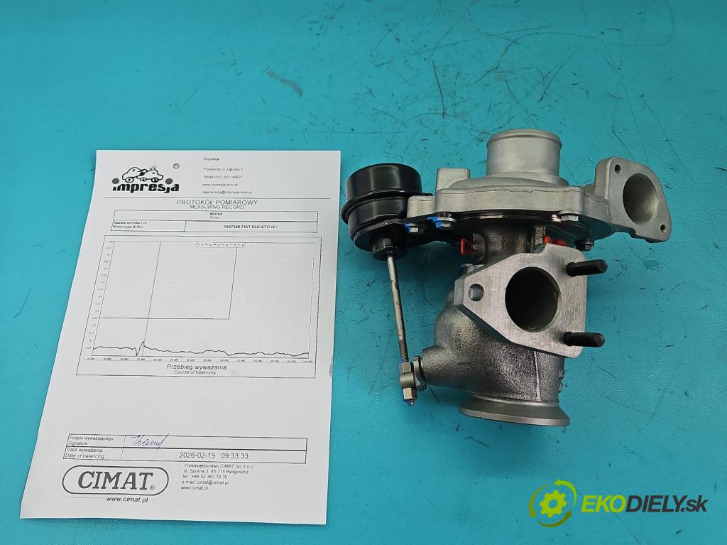Fiat Ducato IV 2014- 2.0 jtd 116 hp manual 85 kW 1956 cm3 5- Turbodmychadlo repasováno 54399700093