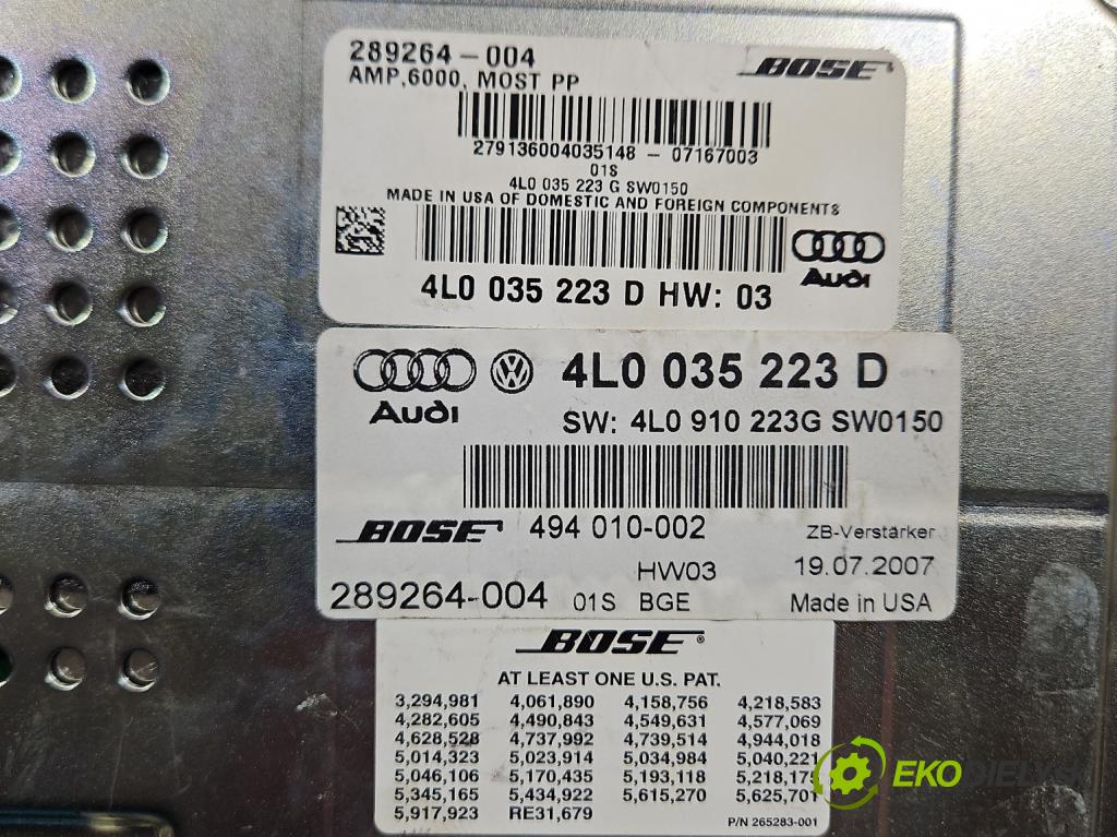 Audi Q7 2005-2015 4.2 TDI 326KM automatic 240 kW 4134 cm3 5- Zesilovač: 4L0035223D (Zesilovač)