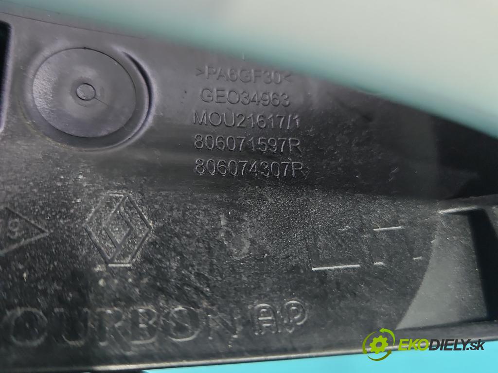 Renault Kadjar 2015-2022 1.2 131 HP manual 96 kW 1197 cm3 5- rukoväť predné ľavé mimo: 806074307R (Kľučka dverí vonkajšia predná ľavá)