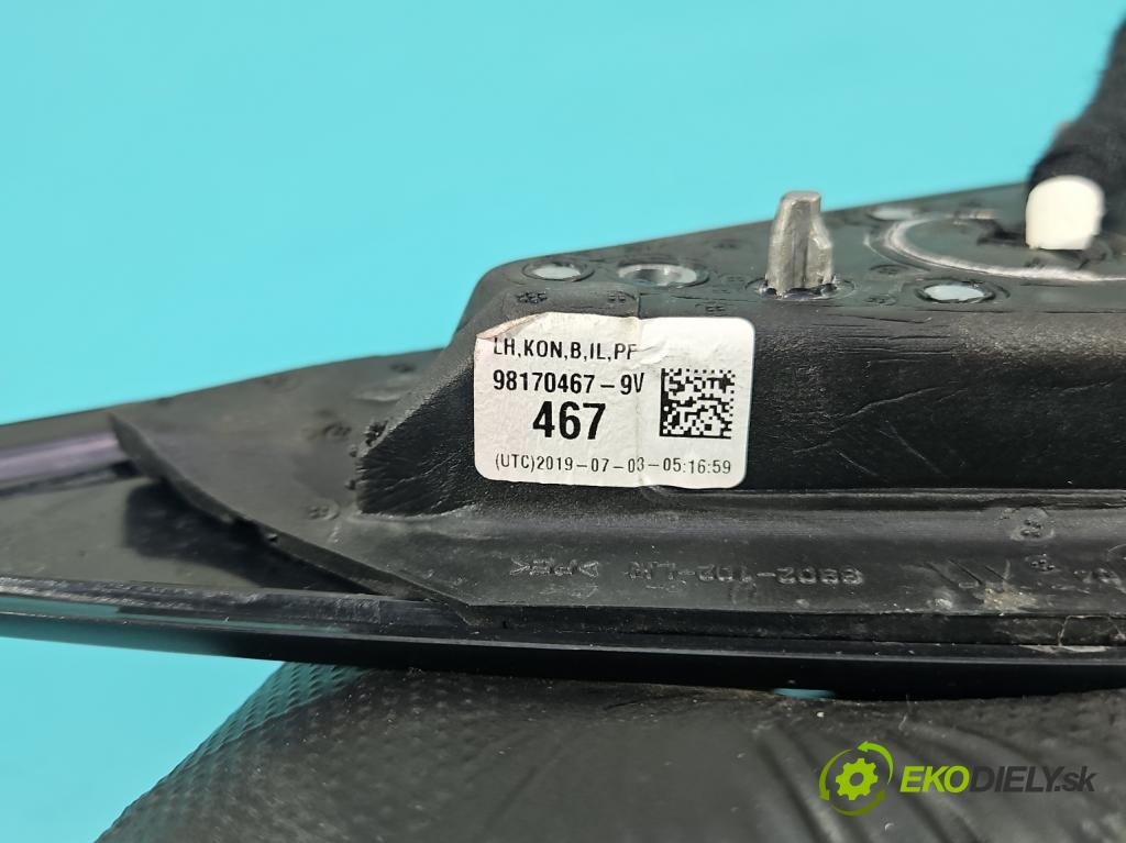 Peugeot 508 II 2018- 1.5 hdi 131 HP manual 96 kW 1499 cm3 5- zrkadlo ľavé 98170467-9V (Kľučka dverí ostatné)