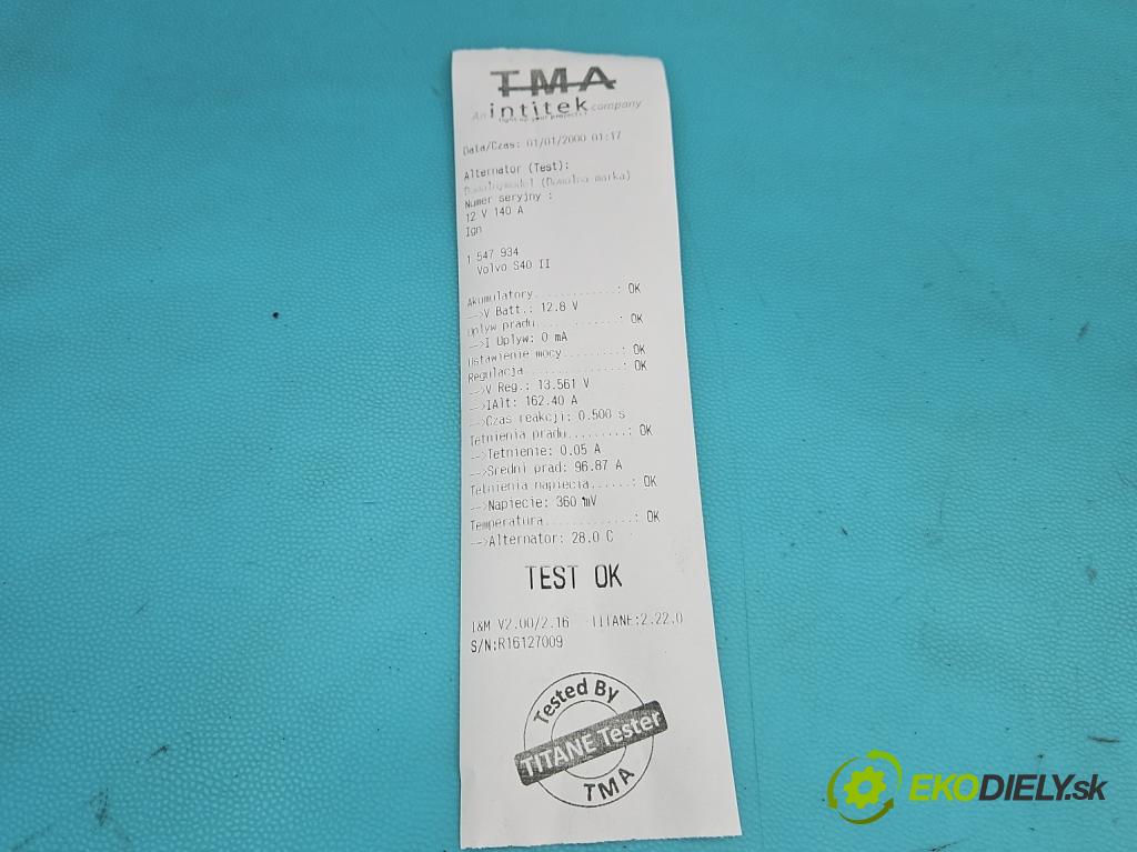 Volvo S40 II 2004-2012 2.0d 136 HP manual 100 kW 1997 cm3 4- Alternator 3M5T-10300-YC (Alternátor)