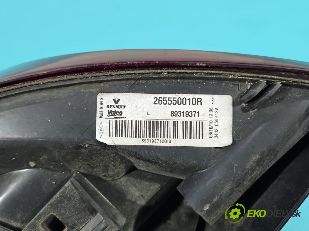 Renault Megane III 2008-2016 1.5 dci 106 HP manual 78 kW 1461 cm3 5- svetlo / reflektor zadné ľavé 265550010R (Kľučka dverí ostatné)