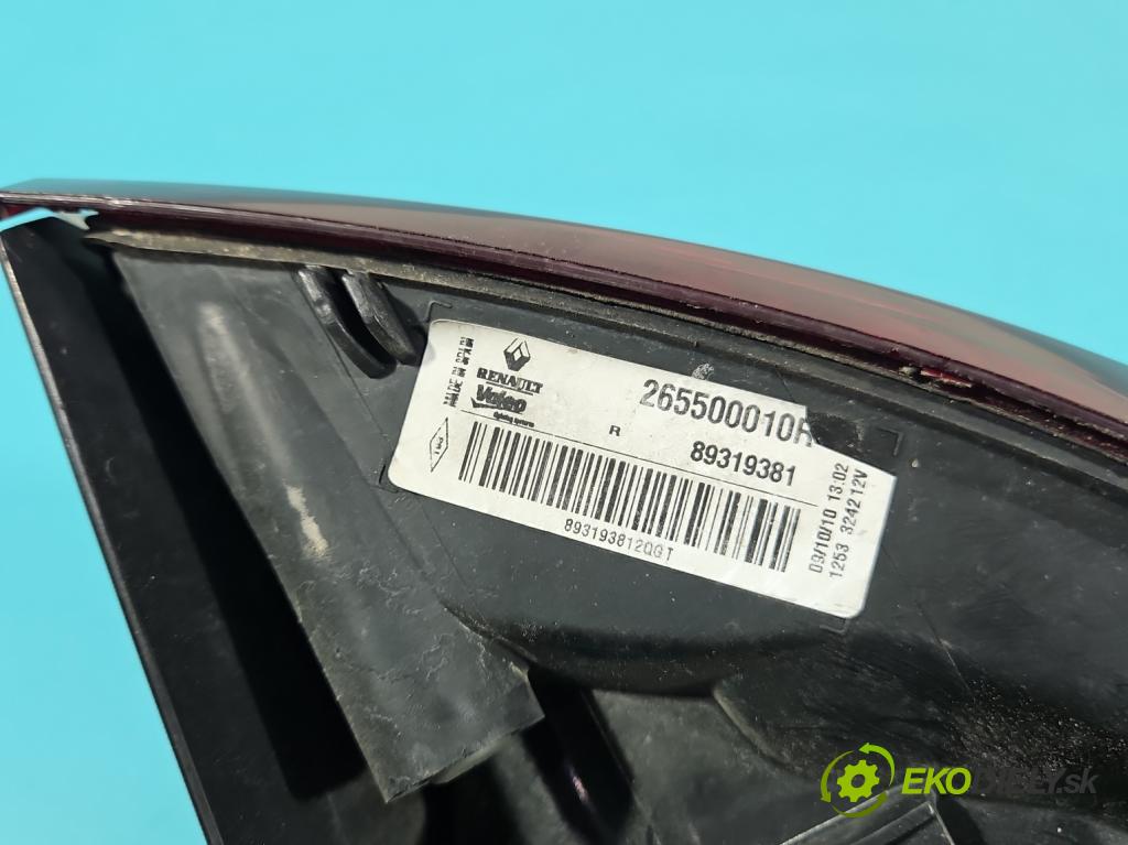 Renault Megane III 2008-2016 1.5 dci 106 HP manual 78 kW 1461 cm3 5- svetlo / reflektor zadné pravé 265500010R (Kľučka dverí ostatné)