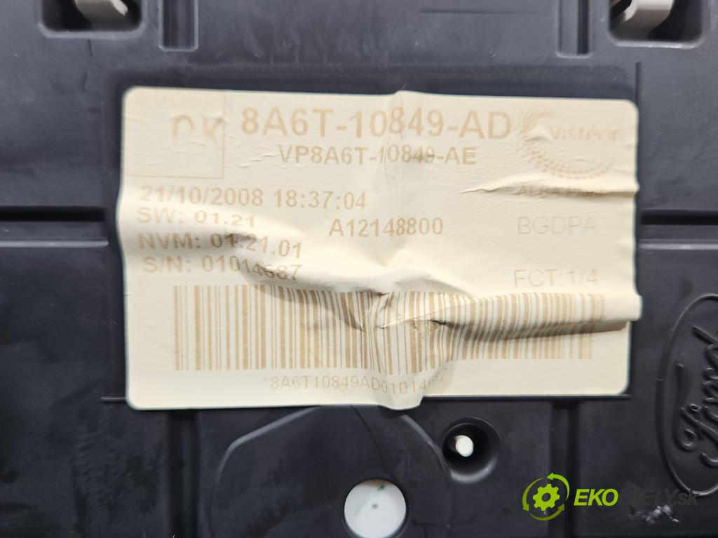 Ford Fiesta Mk7 2008-2017 1.2 16V 82 HP manual 60 kW 1242 cm3 3- prístrojovka/ budíky 8A6T-10849-AD (Prístrojová doska)