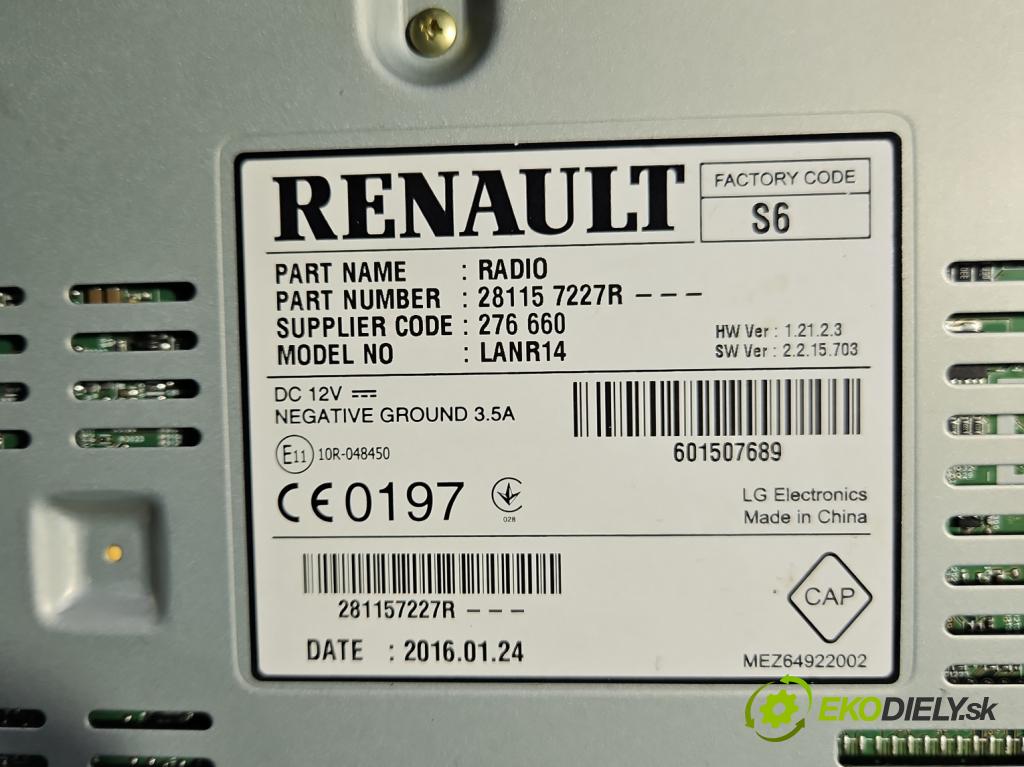 Renault Kadjar 2015-2022 1.2 131 HP manual 96 kW 1197 cm3 5- Radio originál 276660