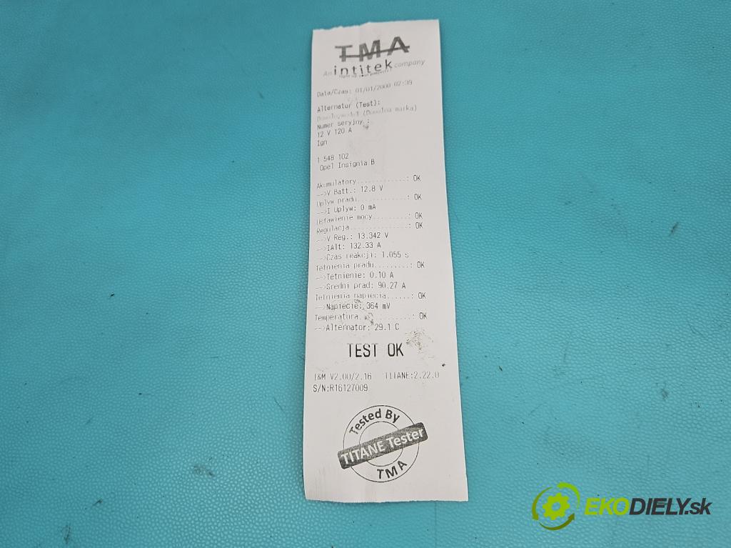 Opel Insignia B 2017-2022 2.0 cdti 209KM automatic 154 kW 1956 cm3 5- Alternator 39047352 (Alternátor)