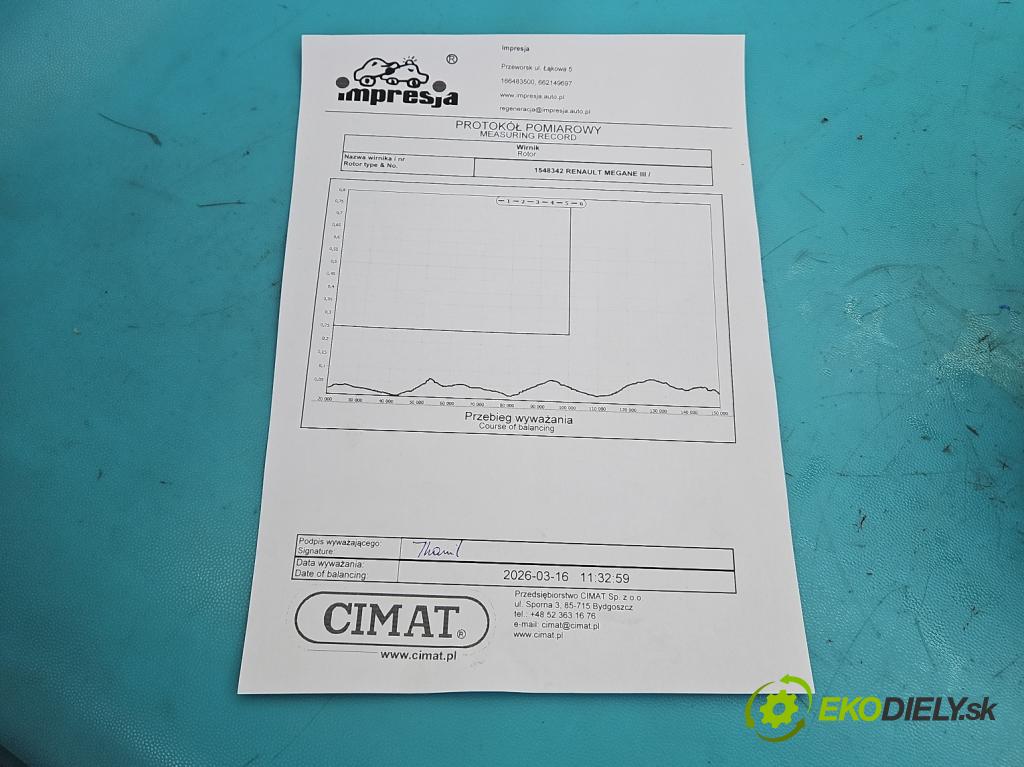 Renault Megane III 2008-2016 1.5 dci 106 HP manual 78 kW 1461 cm3 5- turbodúchadlo, turbo repasovaná 54399700070