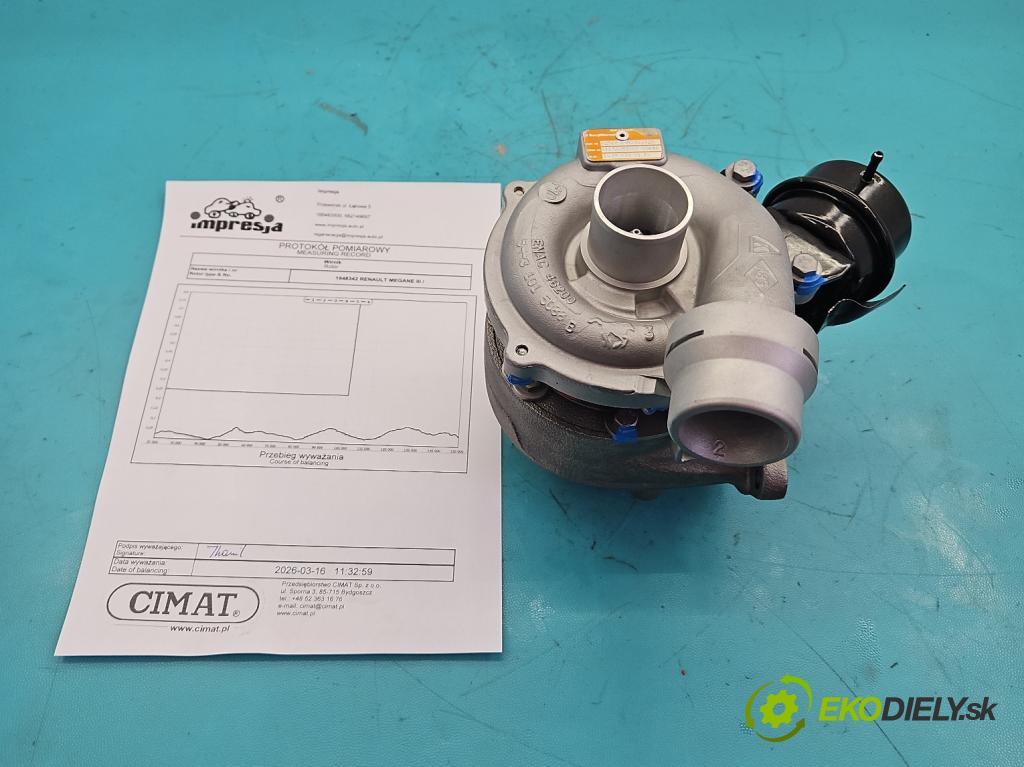 Renault Megane III 2008-2016 1.5 dci 106 HP manual 78 kW 1461 cm3 5- turbodúchadlo, turbo repasovaná 54399700070