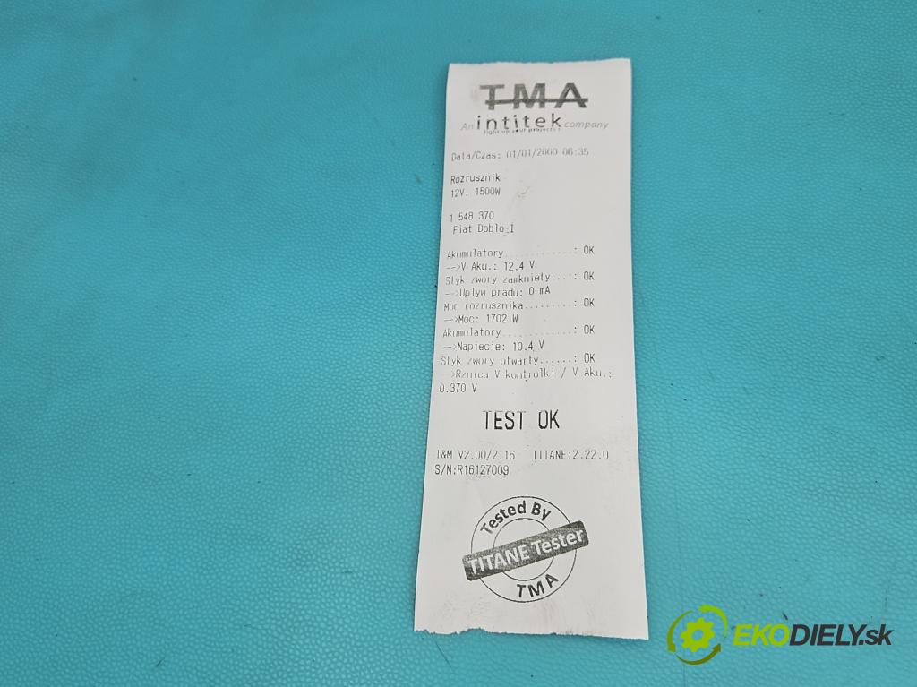 Fiat Doblo I 2001-2010 1.9 jtd 120 hp manual 88 kW 1910 cm3 5- startér:  (Startér)