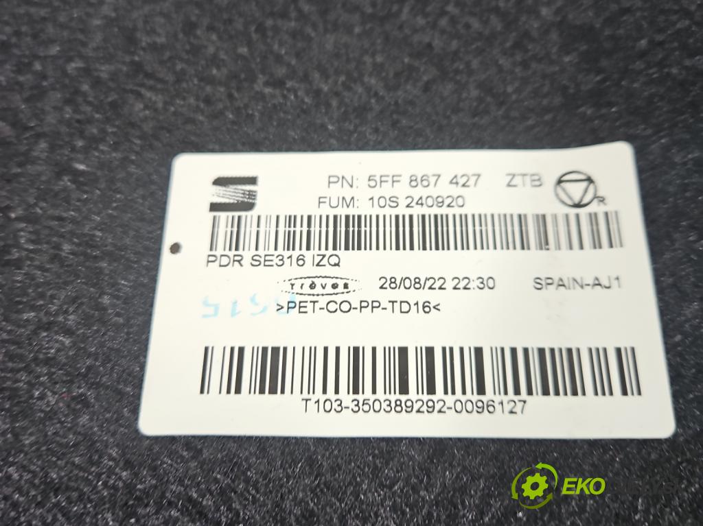 Cupra Formentor 20- 1.5 TSI 150 hp automatic 110 kW 1498 cm3 5- Tapacír: kufra: levé 5FF867427