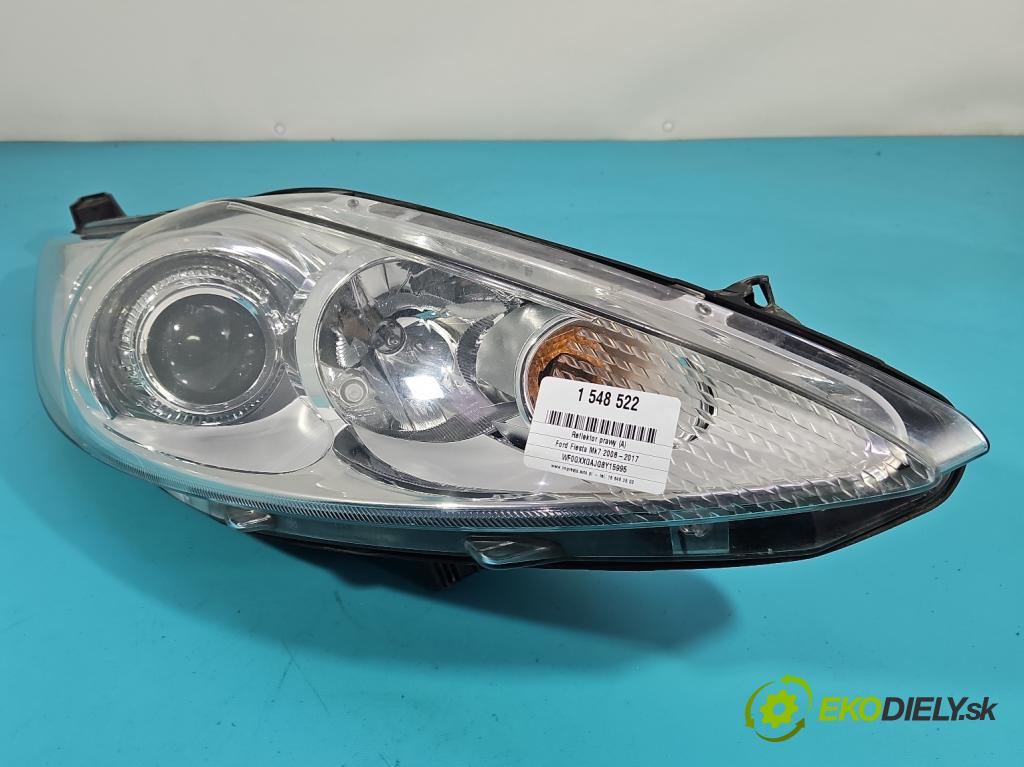 Ford Fiesta Mk7 2008-2017 1.2 16V 82 HP manual 60 kW 1242 cm3 3- Reflektor: pravý 8A61-13W029-CD (Svetlo predné pravé)
