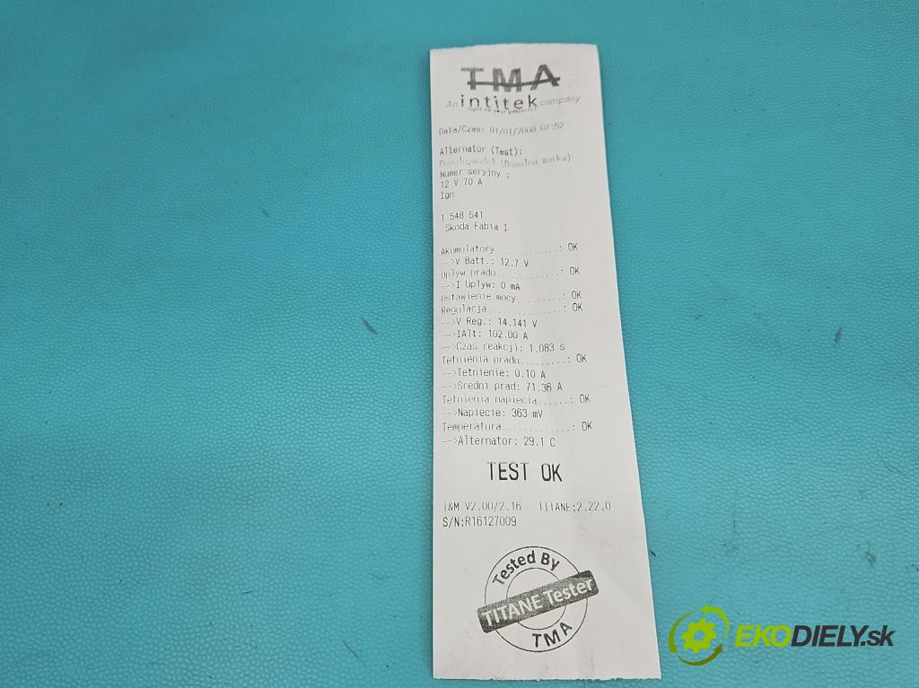 Skoda Fabia I 1999-2007 1.4 mpi 68 HP manual 50 kW 1397 cm3 4- Alternator 047903017 (Alternátor)