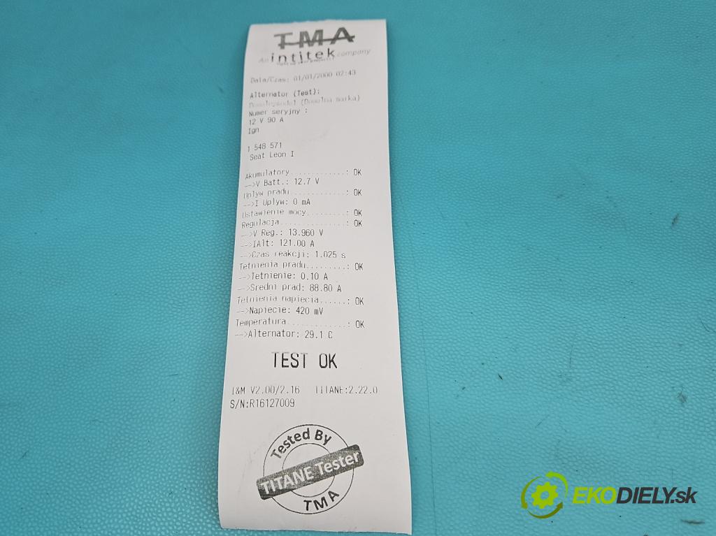 Seat Leon I 1999-2005 1.9 tdi 110 HP manual 81 kW 1896 cm3 5- Alternator 038903024E (Alternátor)