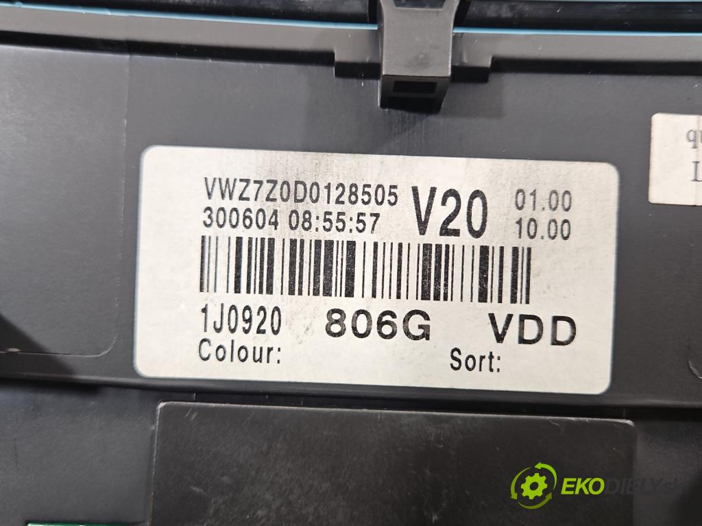 Vw Golf IV 1997-2003 1.9 tdi 101 HP manual 74 kW 1896 cm3 5- prístrojovka/ budíky 1J0920806G (Prístrojová doska)