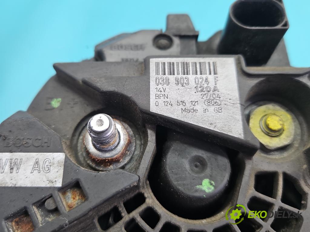 Vw Golf IV 1997-2003 1.9 tdi 101 HP manual 74 kW 1896 cm3 5- Alternator 038903024F (Alternátor)