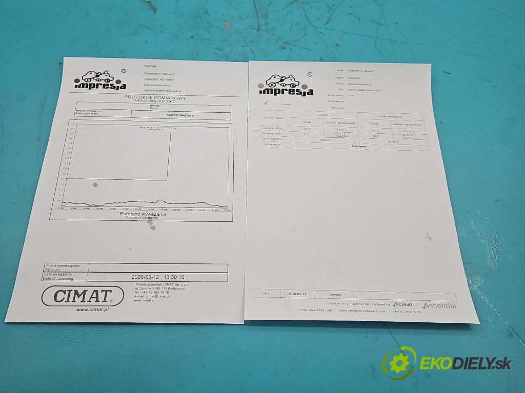 Mazda 6 I GG 2002-2007 2.0 citd 143 HP manual 105 kW 1998 cm3 5- turbodúchadlo, turbo repasovaná VJ36