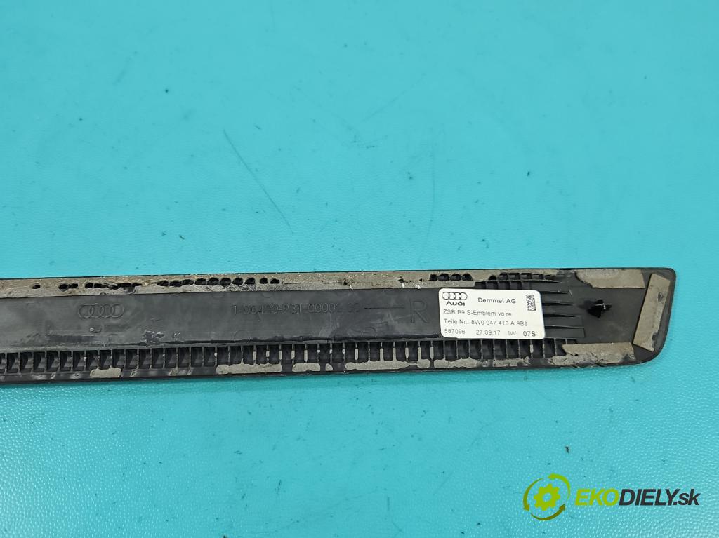 Audi A4 B9 2015-2024 2.0 TFSI 252KM automatic 185 kW 1984 cm3 4- lišta ozdobná vnitŕní: 8W0947418A
