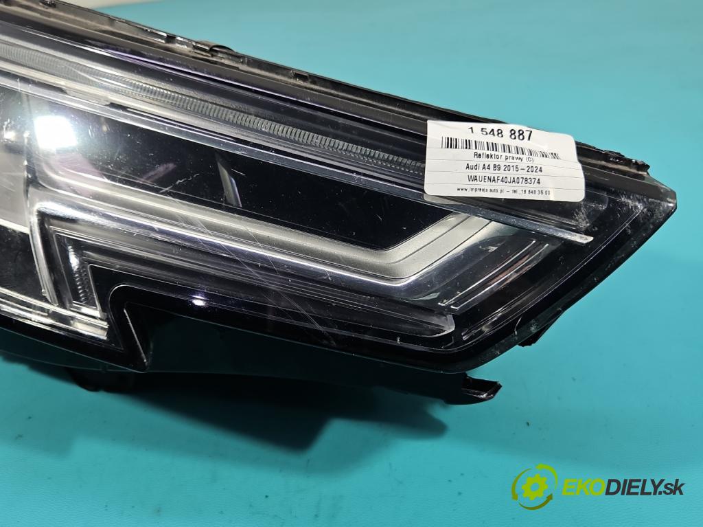 Audi A4 B9 2015-2024 2.0 TFSI 252KM automatic 185 kW 1984 cm3 4- Reflektor: pravý 030129623200 (Svetlo predné pravé)