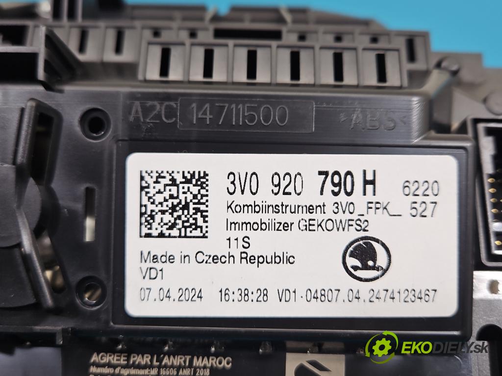 Skoda Superb III 2015-2024 2.0 tdi 150 HP automatic 110 kW 1968 cm3 5- prístrojovka/ budíky 3V0920790H (Prístrojová doska)