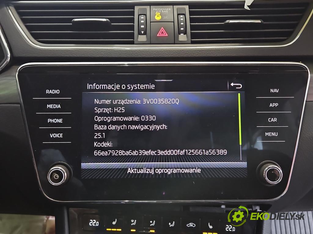 Skoda Superb III 2015-2024 2.0 tdi 150 HP automatic 110 kW 1968 cm3 5- Radio originál 3V0919605D