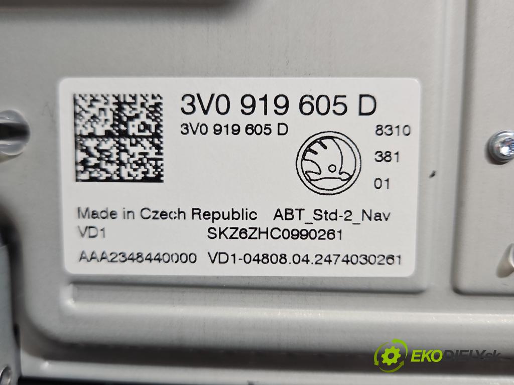 Skoda Superb III 2015-2024 2.0 tdi 150 HP automatic 110 kW 1968 cm3 5- Radio originál 3V0919605D