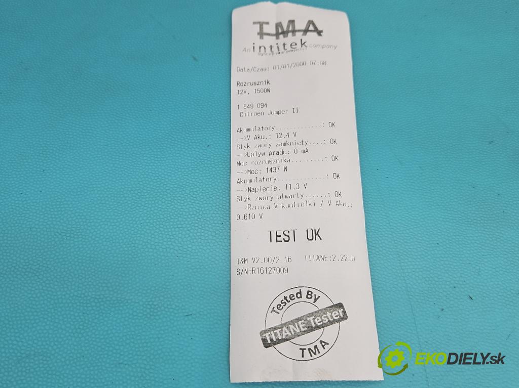 Citroen Jumper II 2006-2014 2.2 hdi 131 HP manual 96 kW 2198 cm3 5- štartér 0001115093 (Štartér)