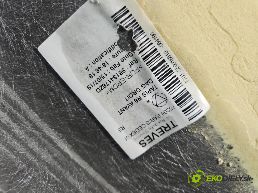 Peugeot 508 II 2018- 1.5 hdi 131 HP manual 96 kW 1499 cm3 5- koberec do auta ostatné 98134181ZD