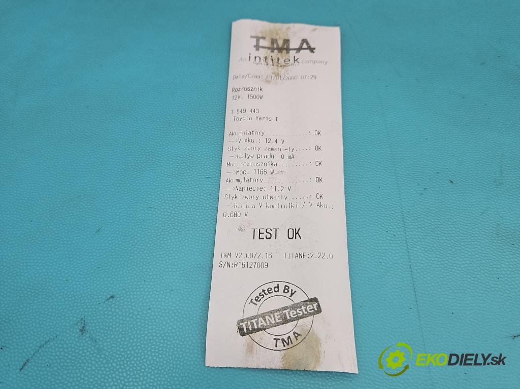 Toyota Yaris I 1999-2005 1.0 vvti 65 HP manual 48 kW 998 cm3 3- štartér 28100-0J010 (Štartér)